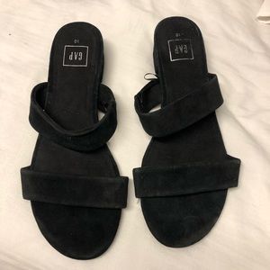 Double Strap Black Suede Sandal
